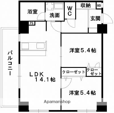 コネクト新水前寺(2LDK/6階)の間取り写真