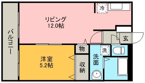 グランディール(1LDK/3階)の間取り写真