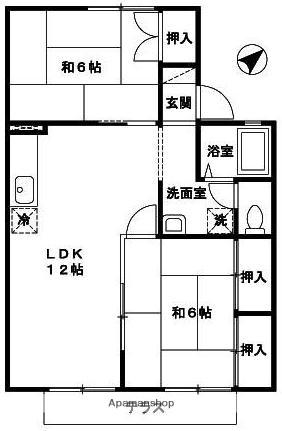セジュールHAYASHI C棟(2LDK/1階)の間取り写真