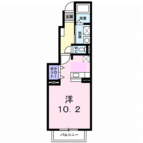 ピュアティ弐番館(ワンルーム/1階)の間取り写真