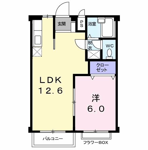 シティハイツマエダⅠ(1LDK/2階)の間取り写真