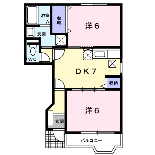 メゾンナカシマⅢA(2DK/1階)の間取り写真