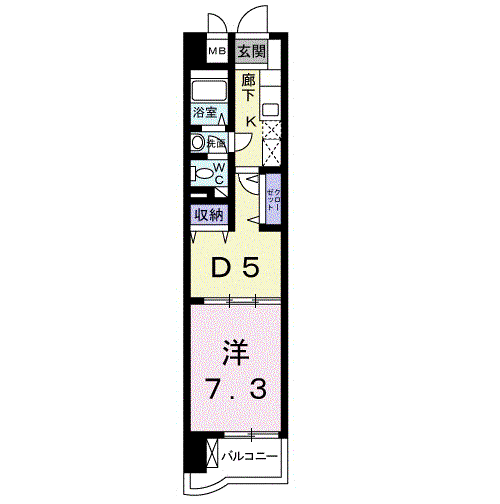 メゾンソレイユ(1DK/5階)の間取り写真