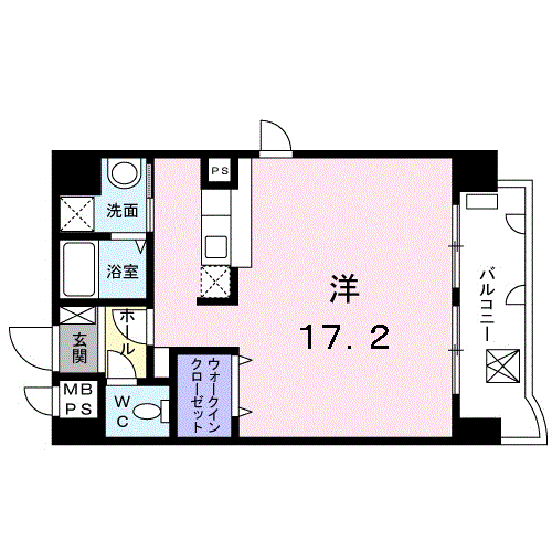 ラ・ペジーブル新町(1K/7階)の間取り写真
