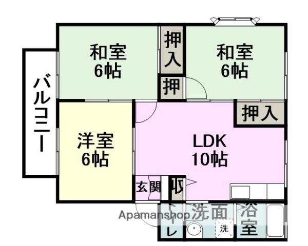 エスポワール馬渡B(3LDK/2階)の間取り写真