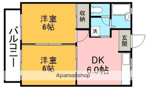 ホワイトキャッスル田崎(2DK/5階)の間取り写真