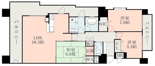 Dグランセ上通表参道(3LDK/5階)の間取り写真