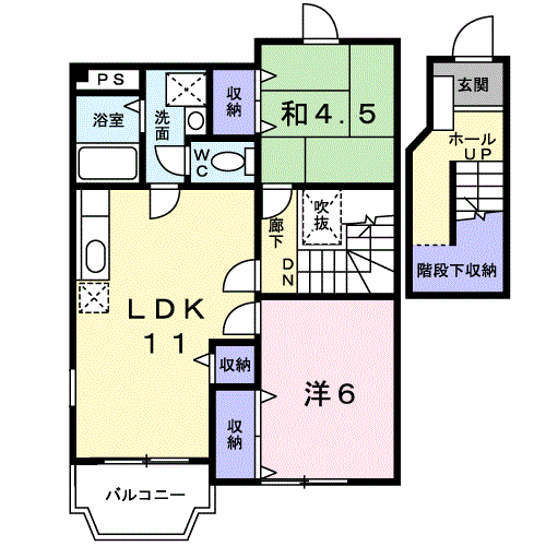 ニューロイヤル1番館(2LDK/2階)の間取り写真