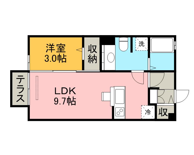 グリュックシャン(1LDK/1階)の間取り写真