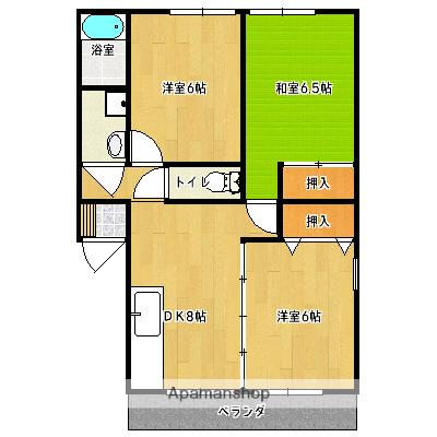 サンガーデンハイツ A棟(3DK/2階)の間取り写真