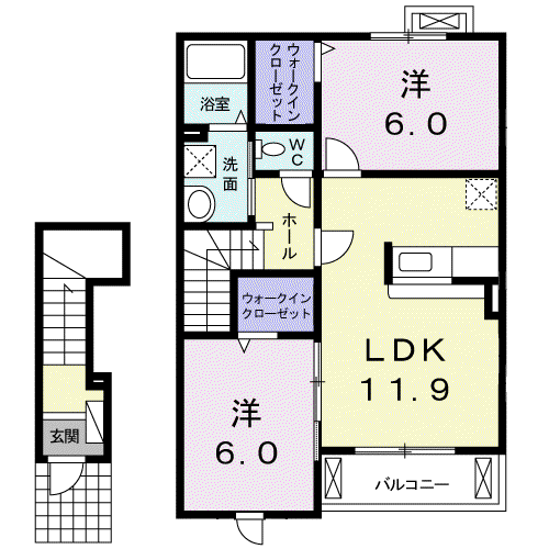 フィオーレSK 2(2LDK/2階)の間取り写真