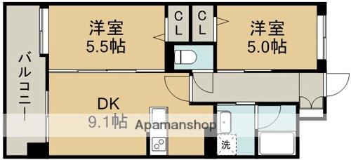 MARLE神水(2DK/4階)の間取り写真