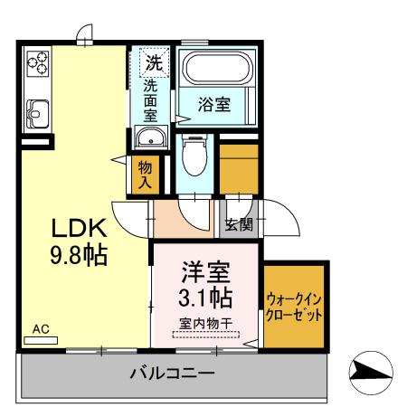 D・プレヴェイルⅡ(1LDK/2階)の間取り写真