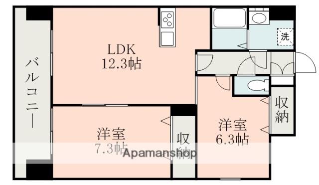クロノス40新町Ⅲ(2LDK/5階)の間取り写真