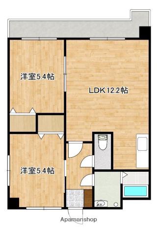 ビューテラス徳王(2LDK/4階)の間取り写真