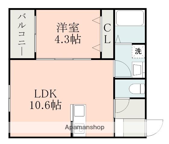 BRAVEBASE熊本東(1LDK/1階)の間取り写真