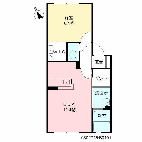 リバーサイド城西  B棟(1LDK/1階)の間取り写真