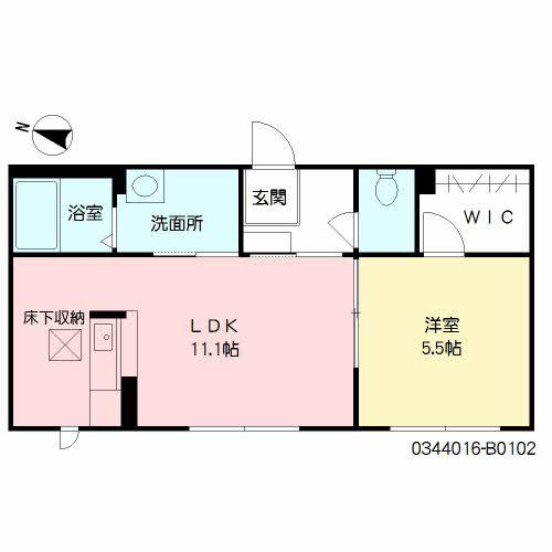 サリーレ新屋敷Ⅱ(1LDK/1階)の間取り写真
