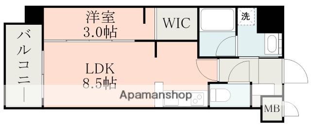 ラ・シック水前寺(1LDK/8階)の間取り写真