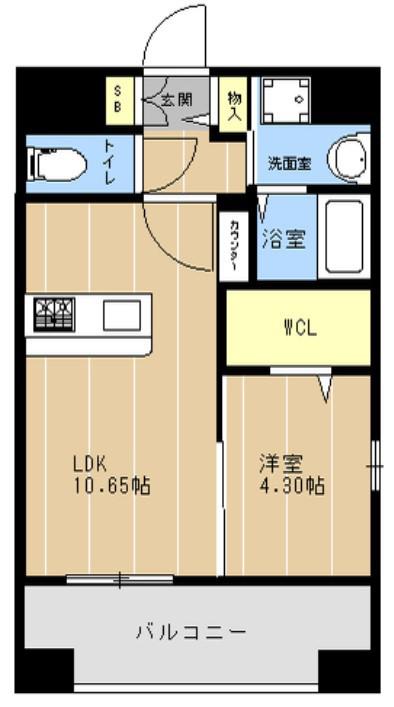 LIBTHマーレ平成Ⅱ(1LDK/13階)の間取り写真