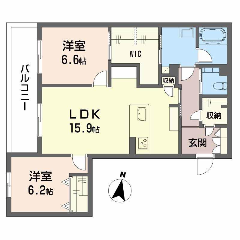シャーメゾン光の森プレミアム(2LDK/2階)の間取り写真