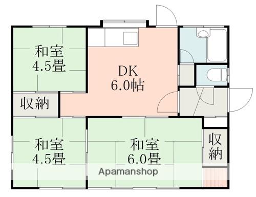 熊本県熊本市北区 1階建 築45年(3DK)の間取り写真