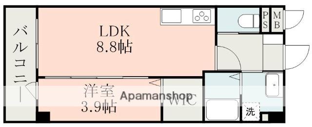 フォーエス武蔵ヶ丘北ノース(1LDK/2階)の間取り写真