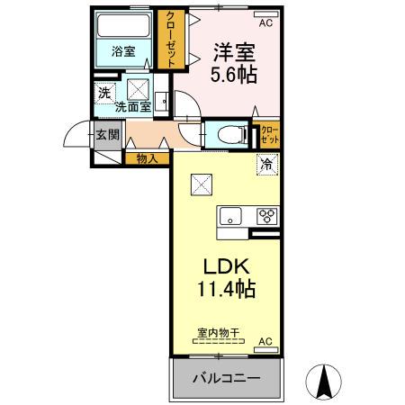 アガパンサス(1LDK/1階)の間取り写真