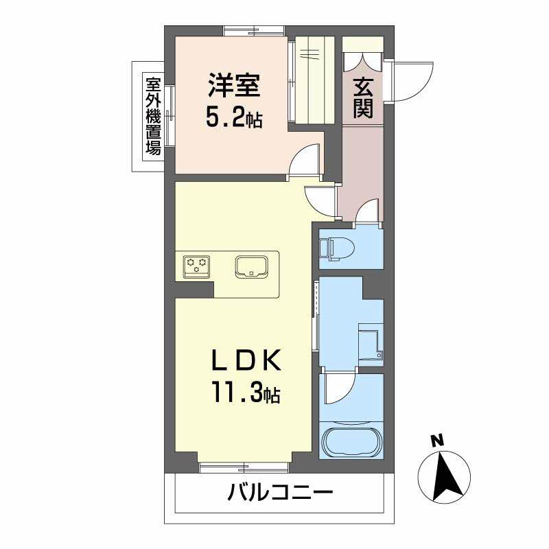 CARREFOUR菊陽(1LDK/3階)の間取り写真