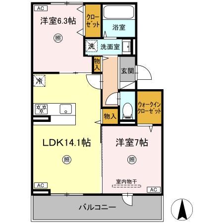 ハイムセラ出水(2LDK/2階)の間取り写真