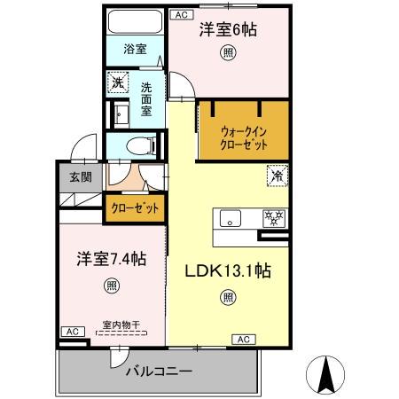 ハイムセラ出水(2LDK/3階)の間取り写真