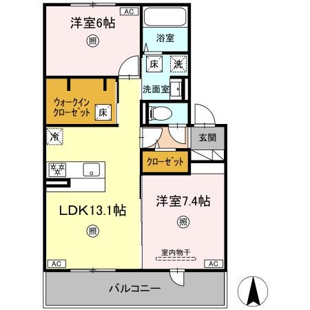 ハイムセラ出水(2LDK/1階)の間取り写真