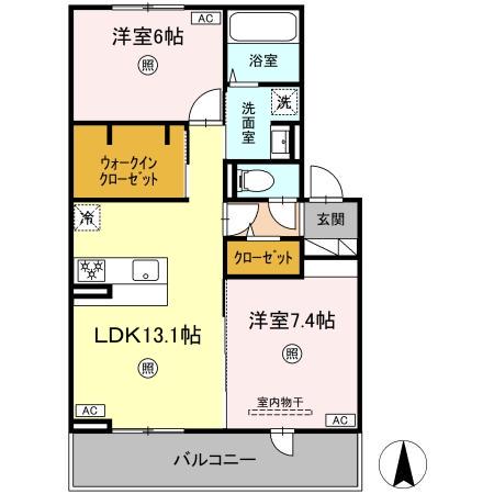 ハイムセラ出水(2LDK/3階)の間取り写真