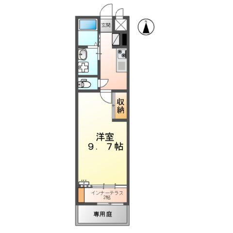 サンウイング(1K/1階)の間取り写真