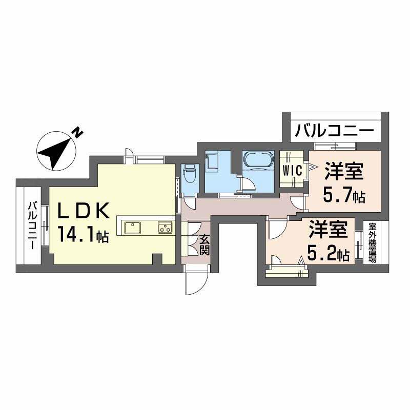 LUCE帯山西(2LDK/2階)の間取り写真
