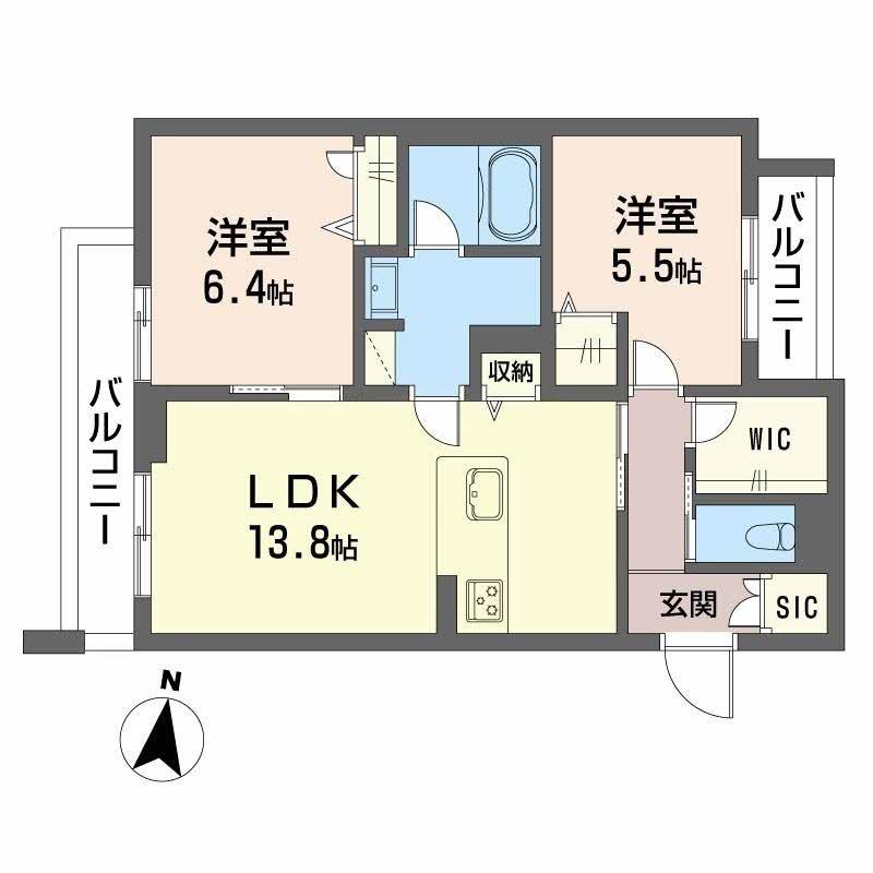 MAISON DE ASHLEY(2LDK/3階)の間取り写真