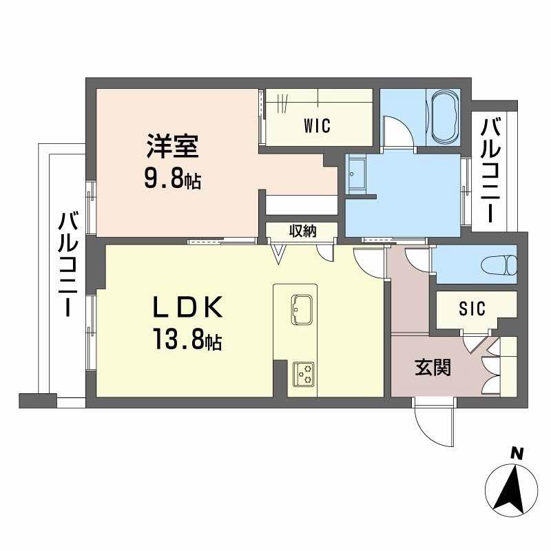 MAISON DE ASHLEY(1LDK/4階)の間取り写真