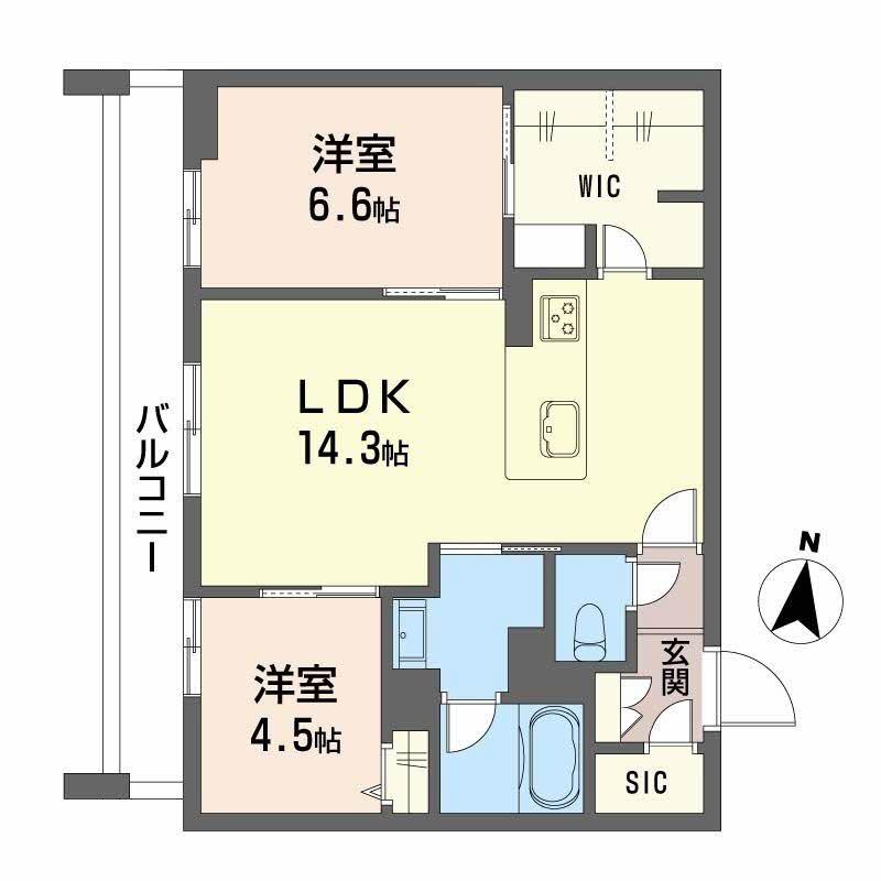 MAISON DE ASHLEY(2LDK/4階)の間取り写真