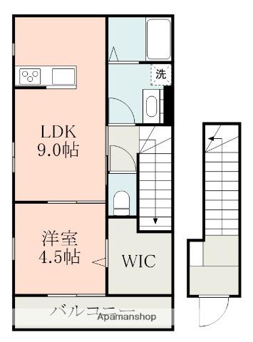 武蔵ヶ丘エステラブル(1LDK/2階)の間取り写真