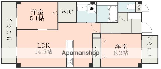 ハイムセラ琴平(2LDK/3階)の間取り写真