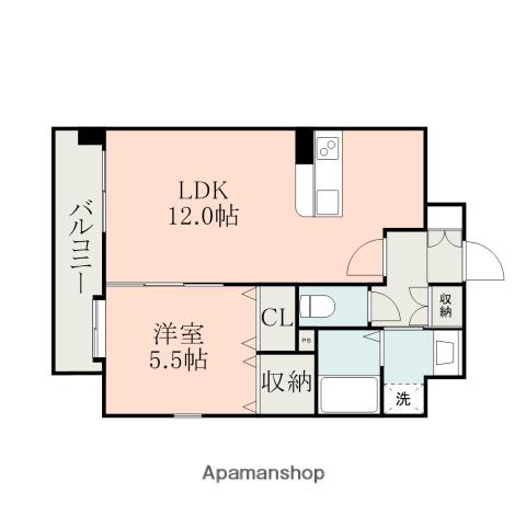 グランブルー五福(1LDK/7階)の間取り写真