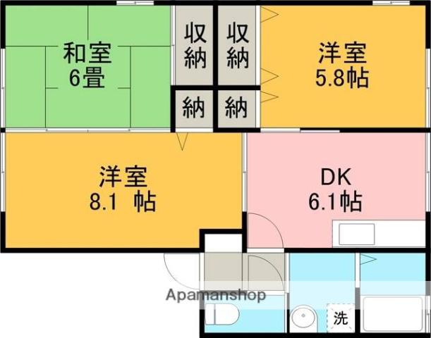 HELLO室A(3DK/1階)の間取り写真