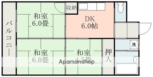 ラピス龍田(3DK/2階)の間取り写真