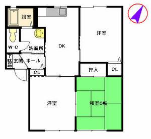 フレグランスB(3DK/1階)の間取り写真