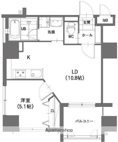 LA CHIC CERISE(1LDK/9階)の間取り写真