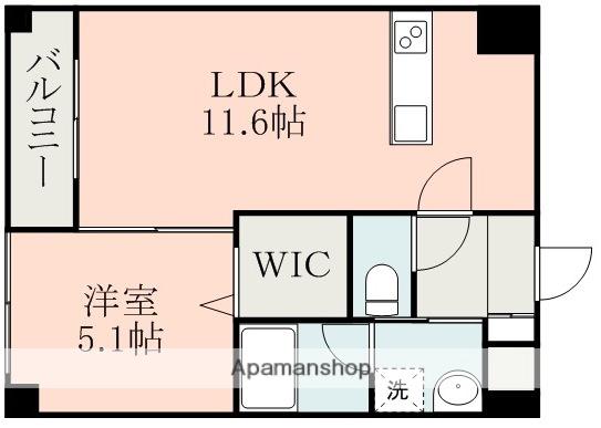 クオリア水前寺公園(1LDK/5階)の間取り写真