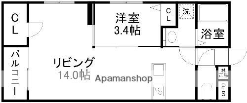 KARAKASA APARTMENT(1LDK/4階)の間取り写真
