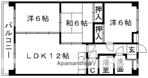 ファミーユ飛田(3LDK/4階)の間取り写真