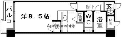 トーカンマンション新米屋町(ワンルーム/4階)の間取り写真