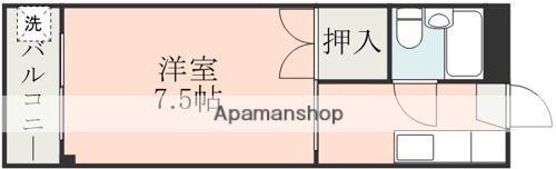 麻生嶋第1ハイツ(1K/3階)の間取り写真